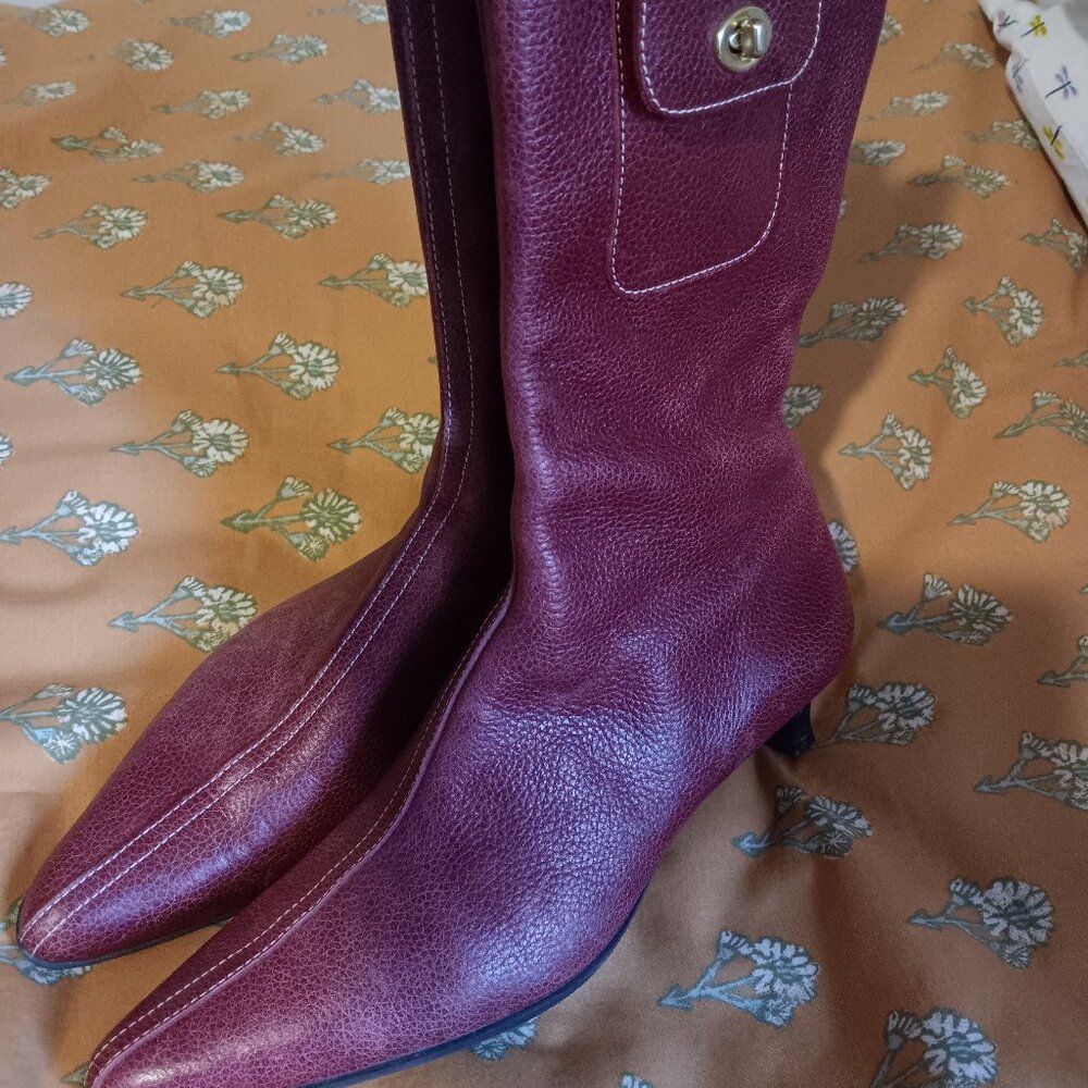 Womens Coach red kitten heel boots